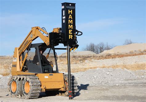 hammer post driver for skid steer|skid steer post driver attachment.